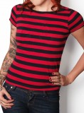 Stripy T Girl black red