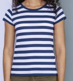 Stripy T Girl white blue