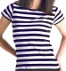 Stripy T Girl white navy